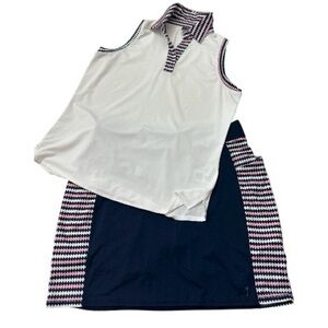 Belyn Key White and Navy Houndstooth Golf Set